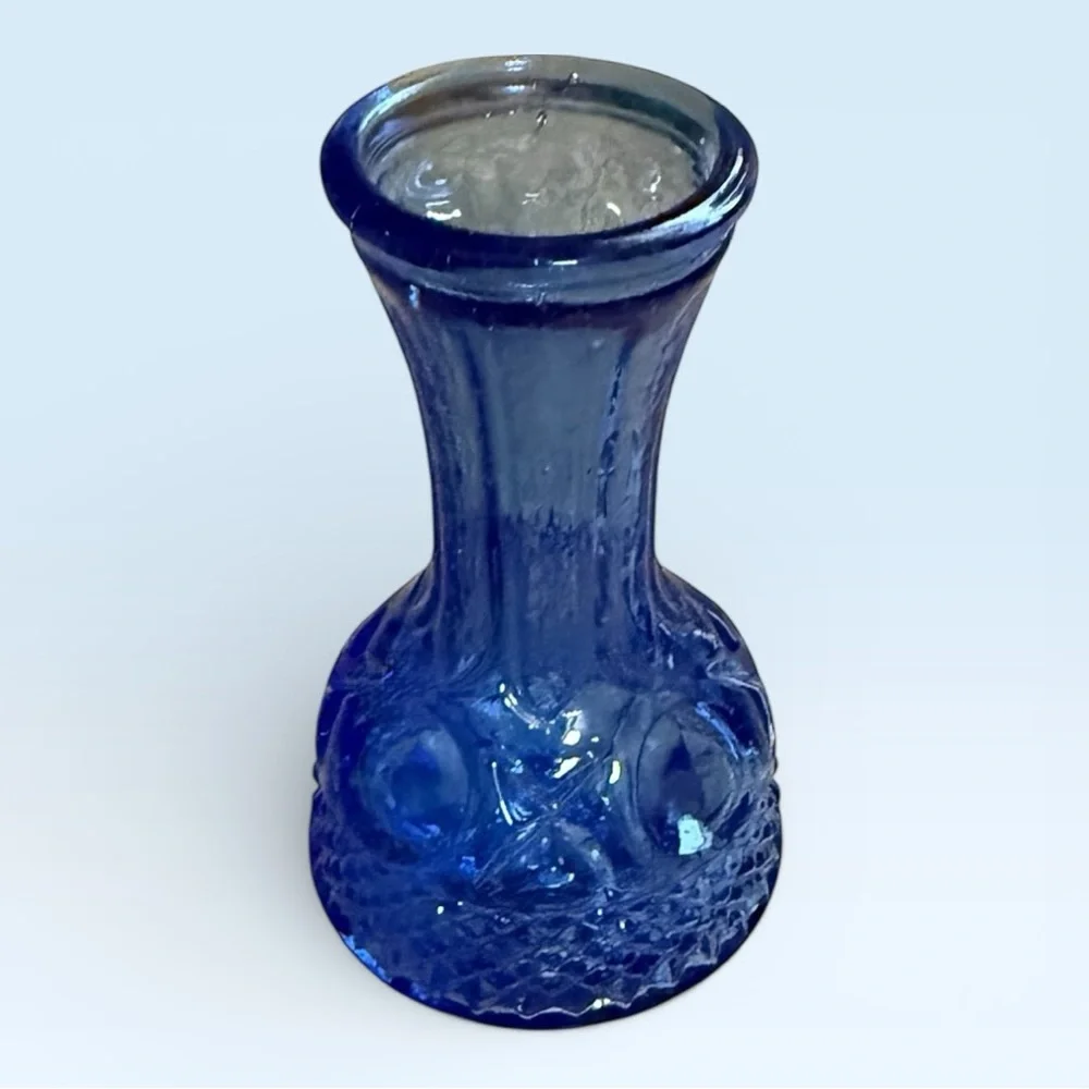 Vintage Cobalt Blue Thumbprint 4” Vase